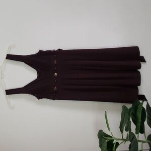 Bisou bisou brown cross bust sleeveless knee length dress, faux tiger eye detail